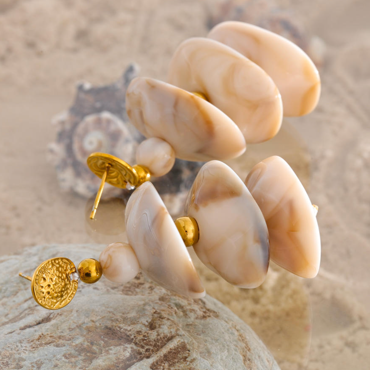 Riviera Marbled Tiered Drop Earrings