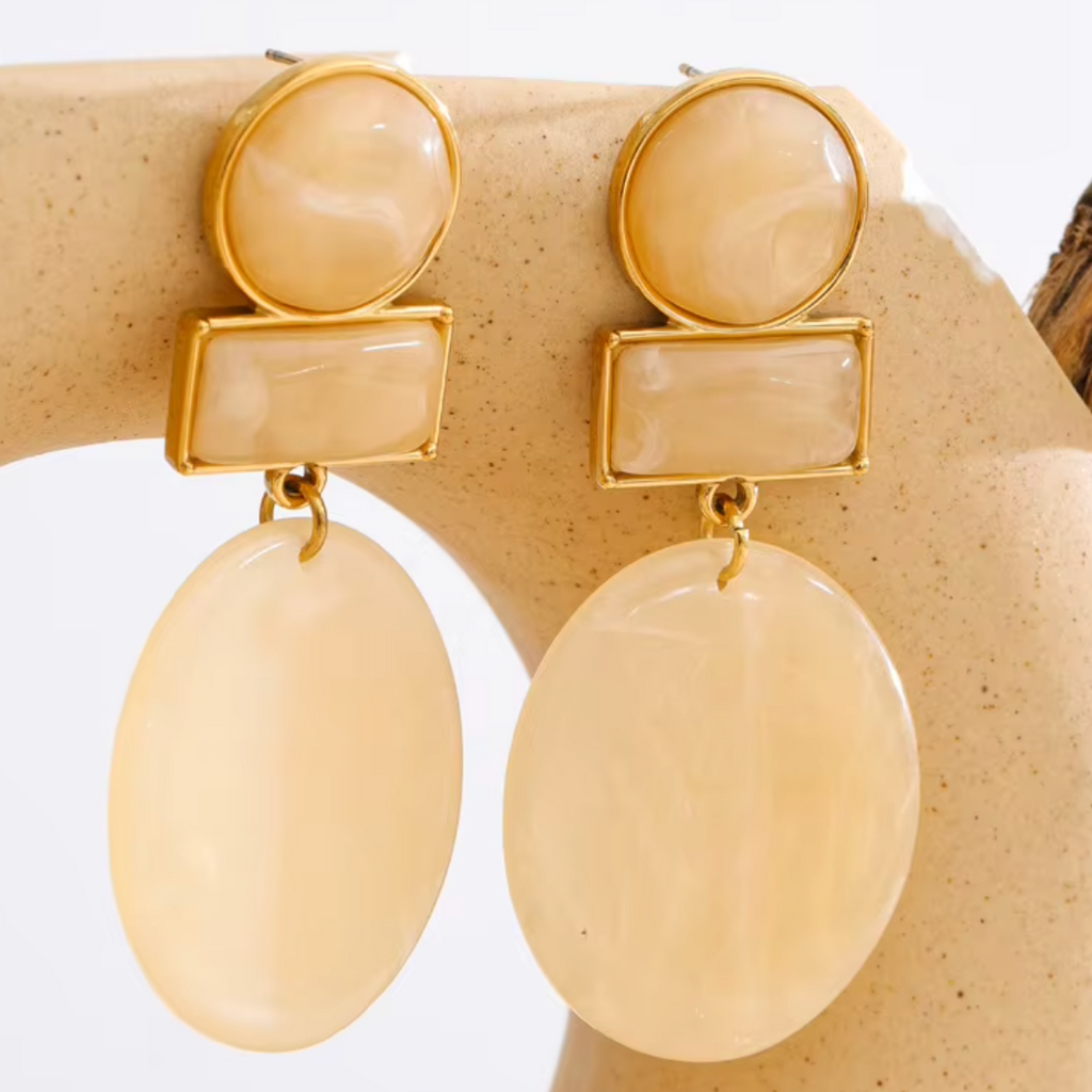 Mod Geometric Trio Drop Earrings