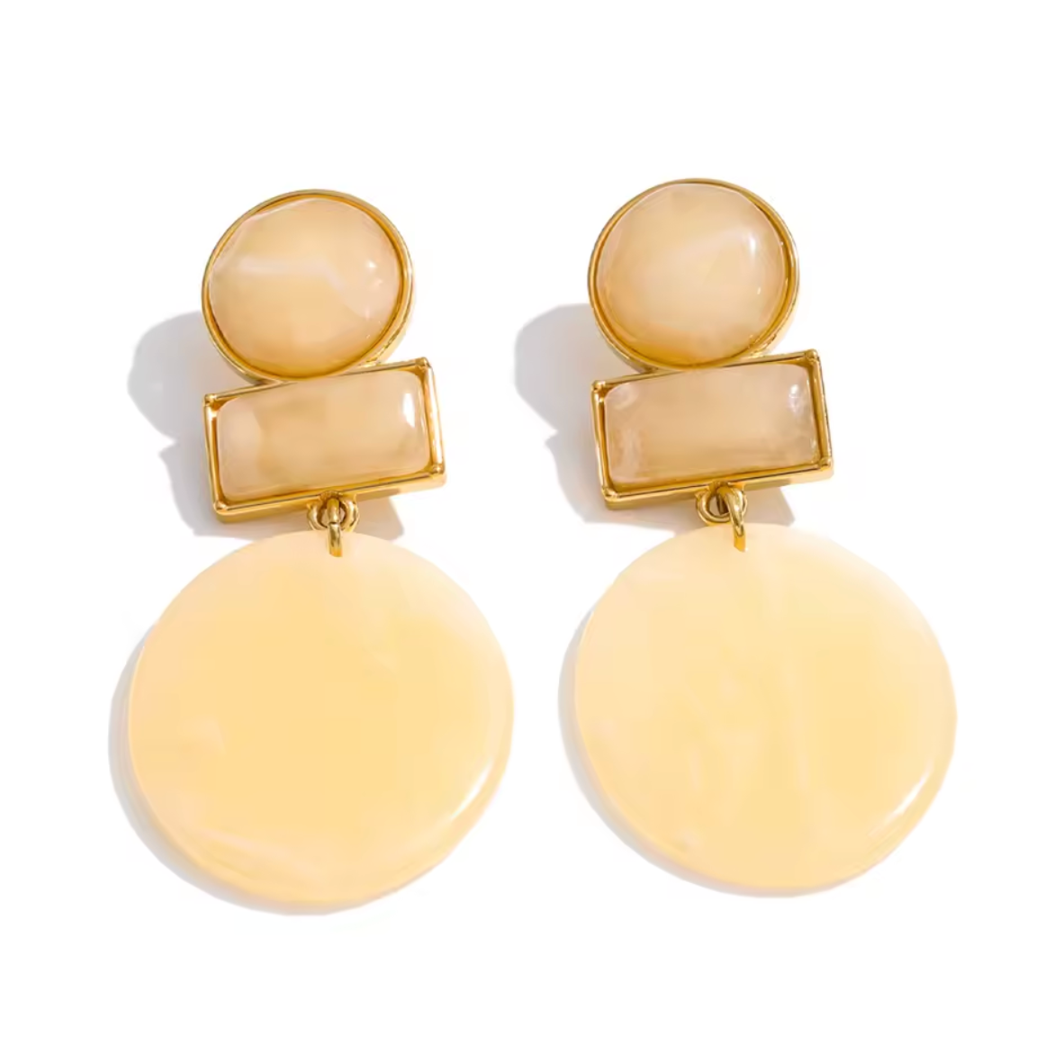 Mod Geometric Trio Drop Earrings