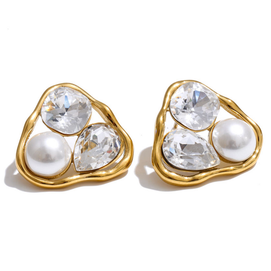 Trinity Fluid Pearl Cluster Studs