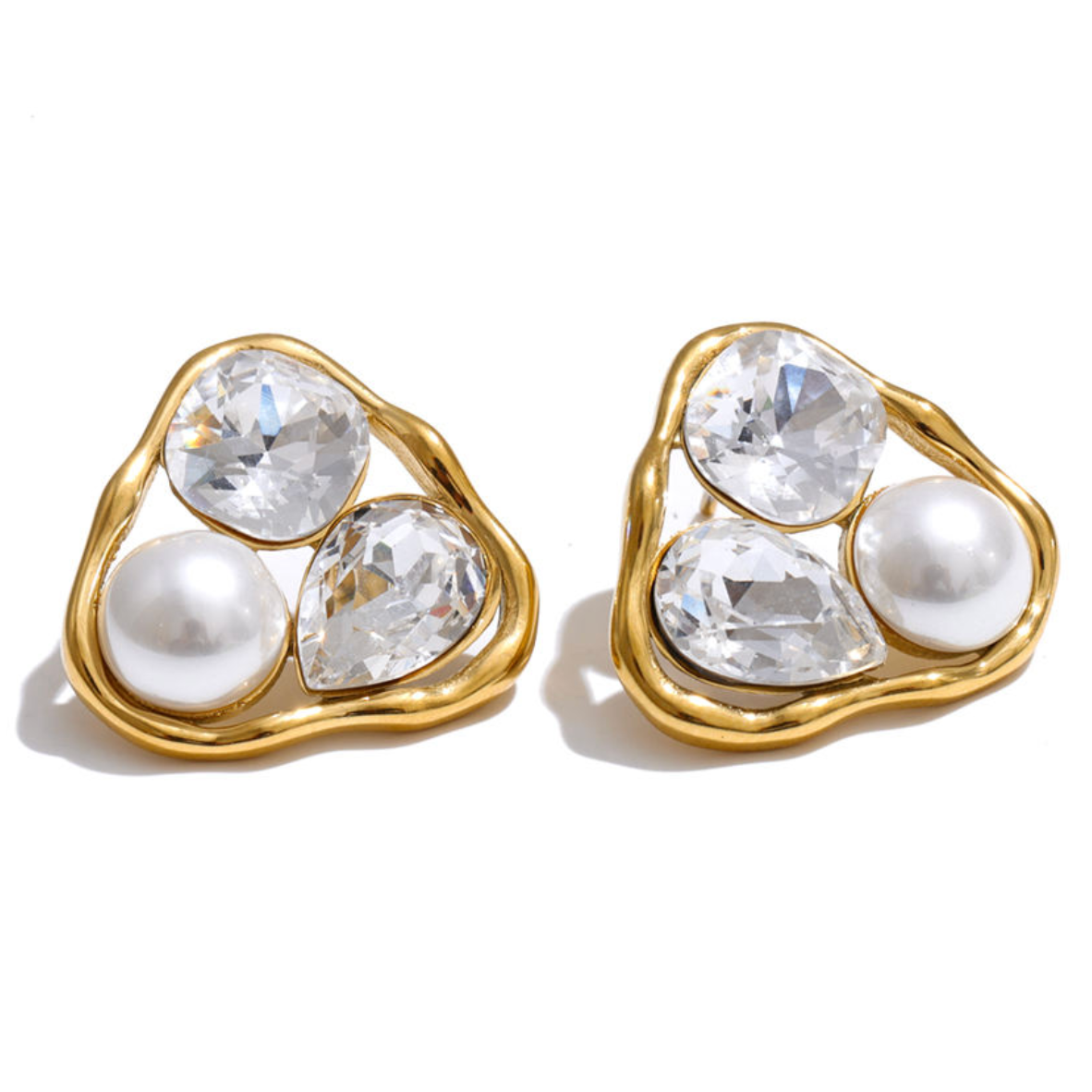 Trinity Fluid Pearl Cluster Studs