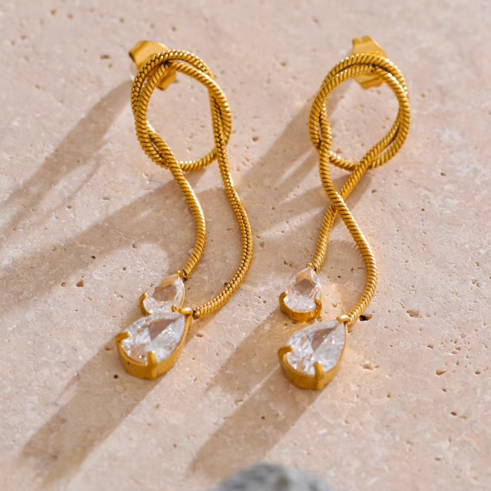 Twisted Serpent Crystal Drop Earrings