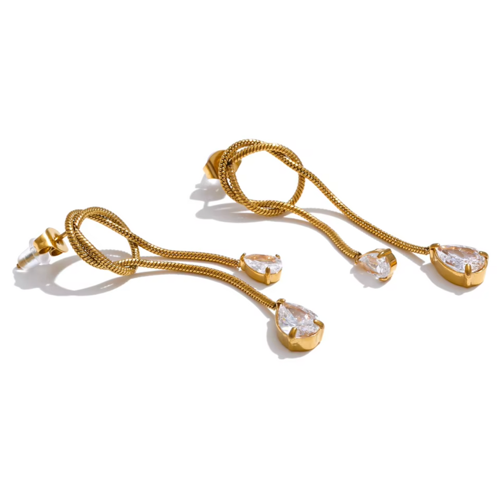 Twisted Serpent Crystal Drop Earrings