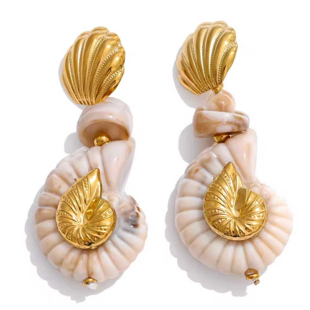 Siren's Call Golden Nautilus Earrings