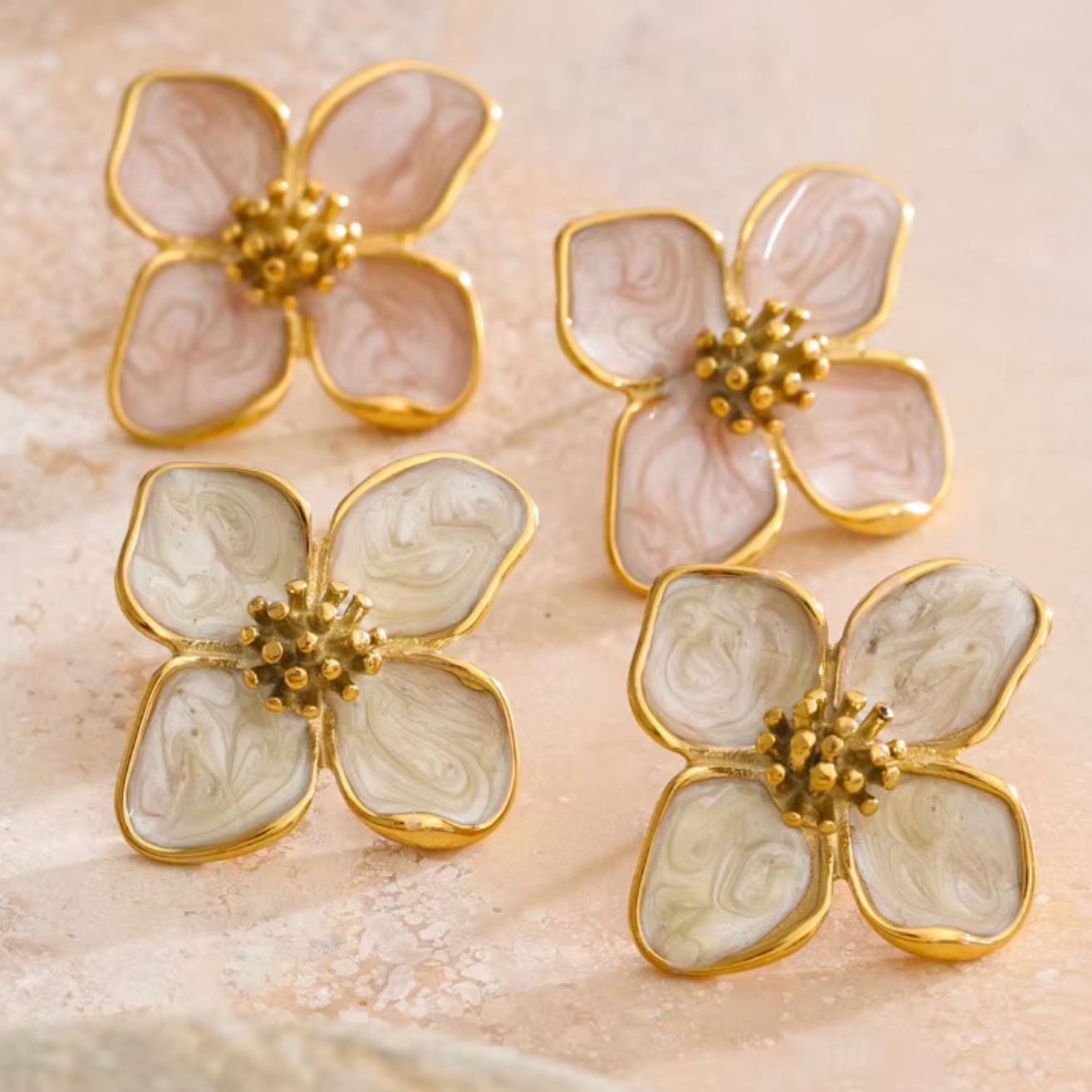 Magnolia Enamel Blossom Studs