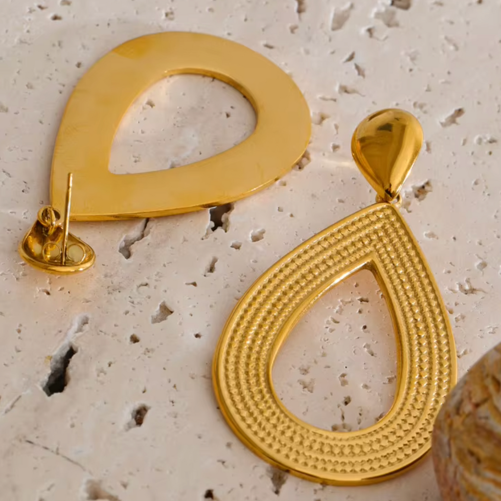 Athena Textured Open Teardrop Earrings