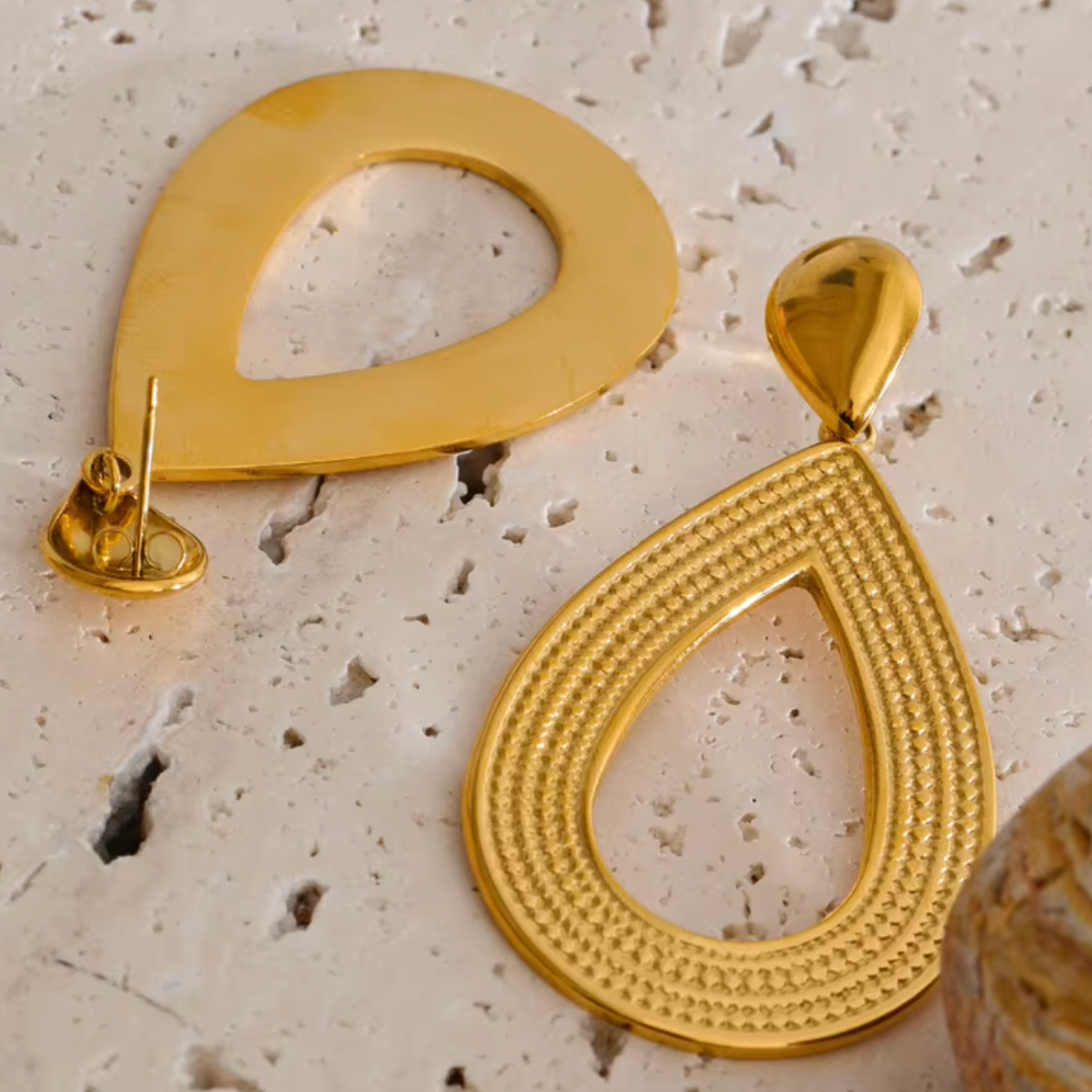Athena Textured Open Teardrop Earrings