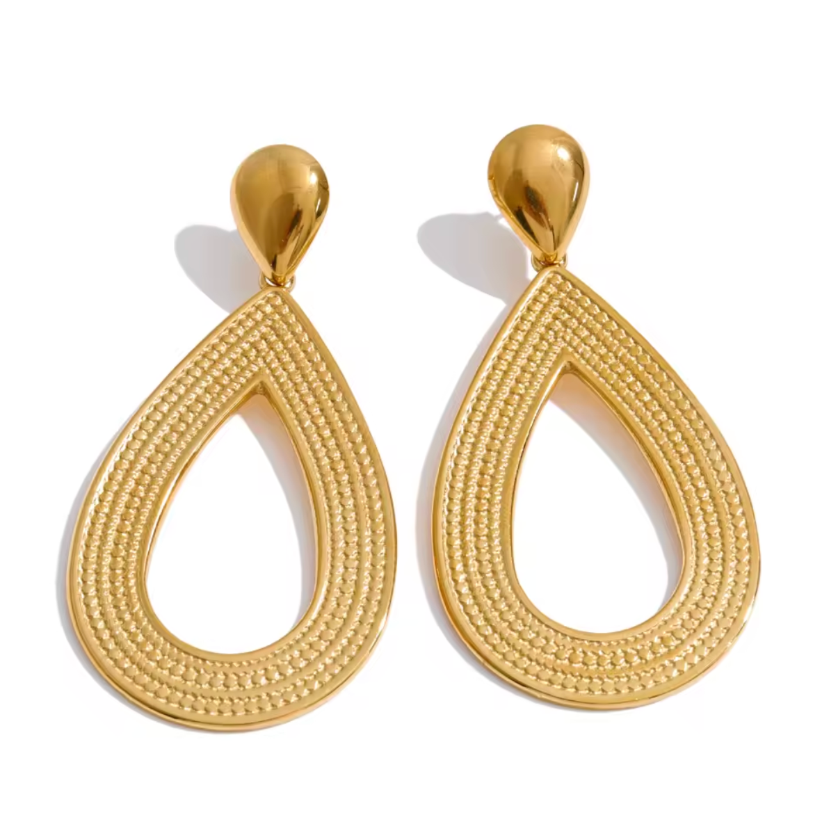 Athena Textured Open Teardrop Earrings